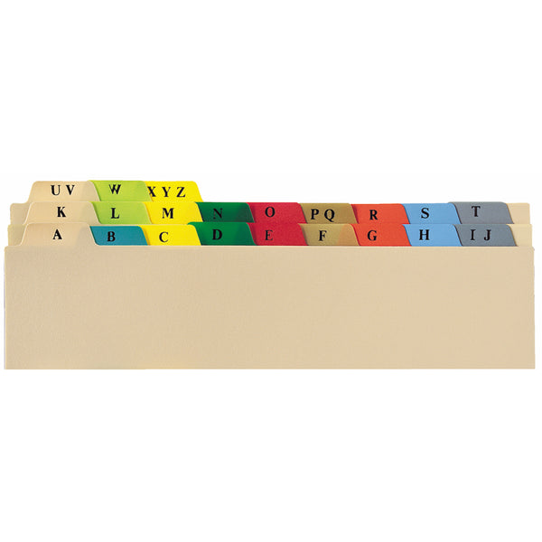 Heavy Duty Alphabet Plastic Divider Set for Side Opening Binders, Multi-Color