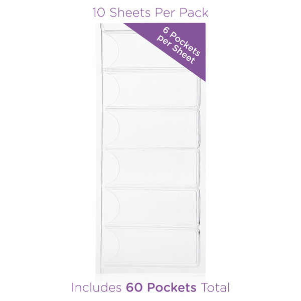 Half Size Self Adhesive Binder Spine Pockets for binders, Pack of 60